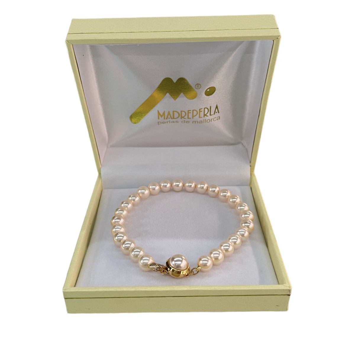 MALLORCA - Pulsera de Perlas de Mallorca 21cm con broche a presión Bañado en Oro
