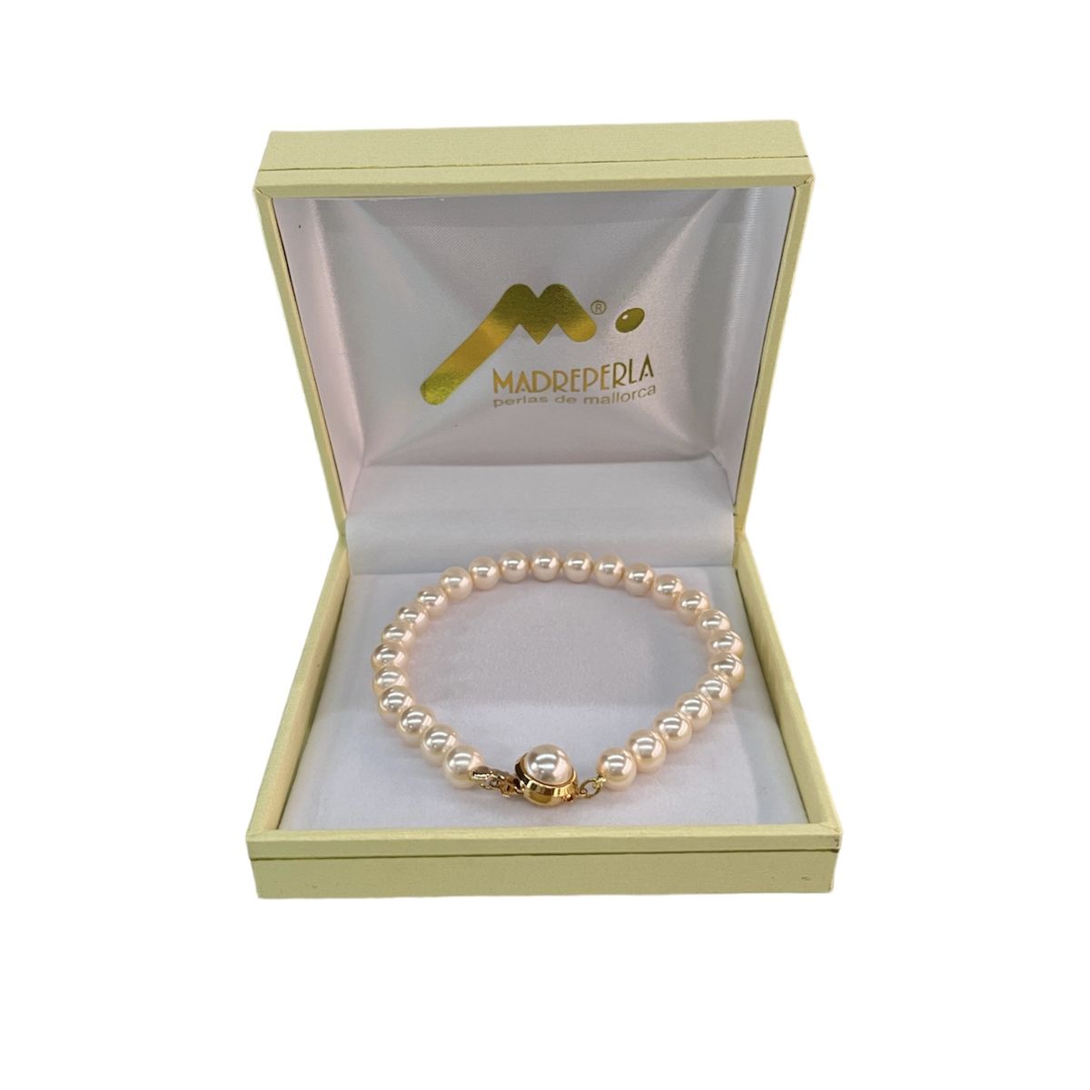 MALLORCA - Pulsera de Perlas de Mallorca 21cm con broche a presión Bañado en Oro