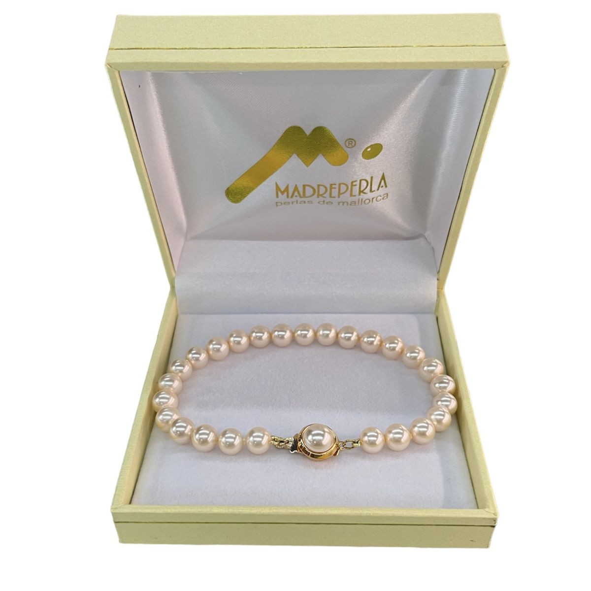 MALLORCA - Pulsera de Perlas de Mallorca 21cm con broche a presión Bañado en Oro