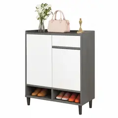 MUNDO ONLINE - Zapatero Silver 2 Puertas con Cajón Organizador Estante 30Cm