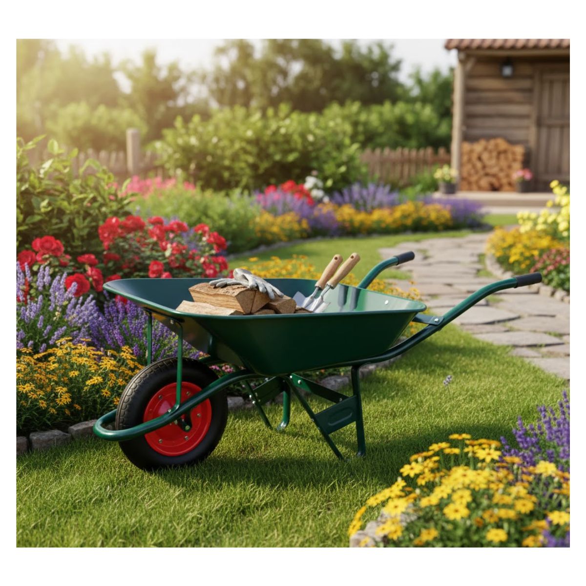 GENERICO - Carretilla de jardín 60 Lts verde CERRAM