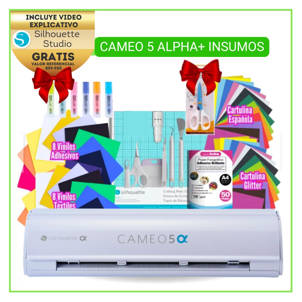 SILHOUETTE - SAN 01cameo 5 Alpha + insumos papelería Alpha