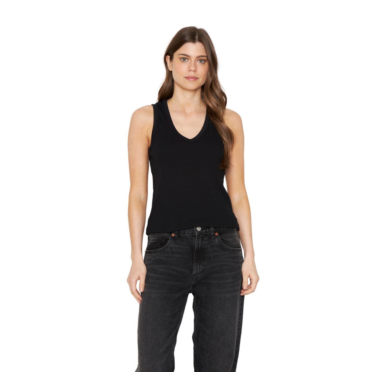 JACINTA TIENDA - Polera Mae Cuello en V negra Jacinta Tienda