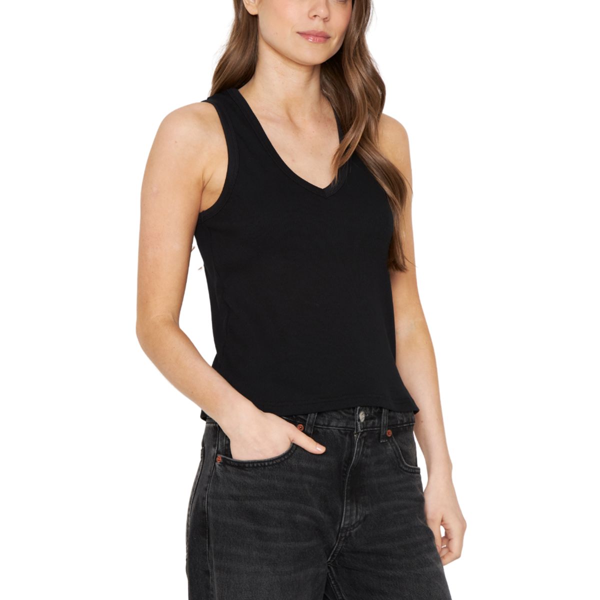 JACINTA TIENDA - Polera Mae Cuello en V negra Jacinta Tienda