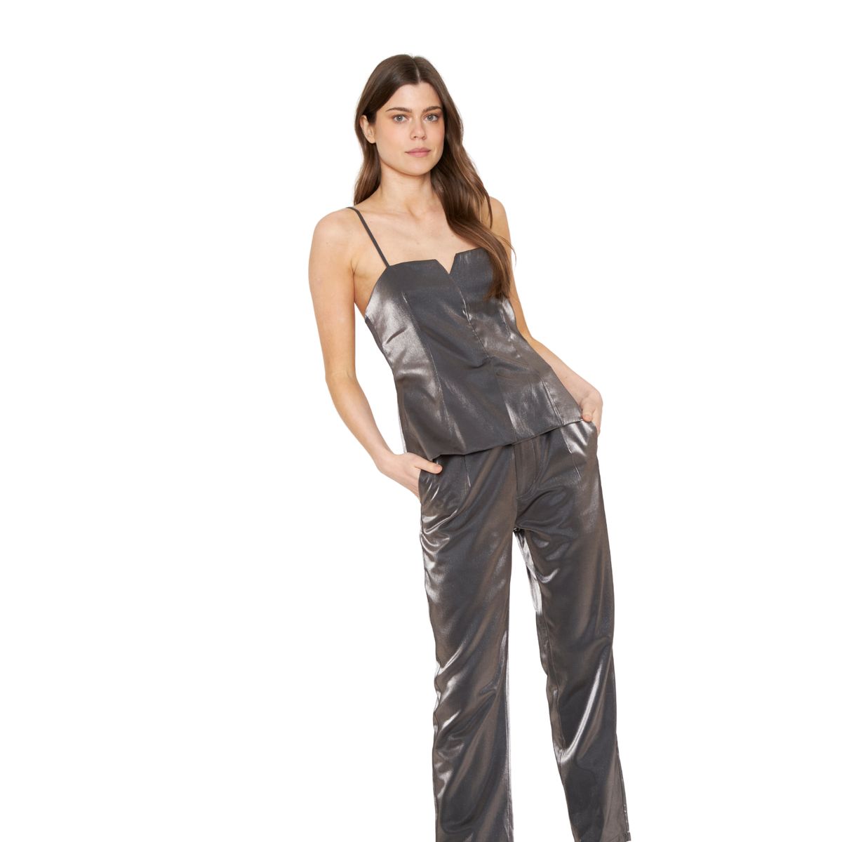 JACINTA TIENDA - Top Siena Bright Pabilos gris Jacinta Tienda