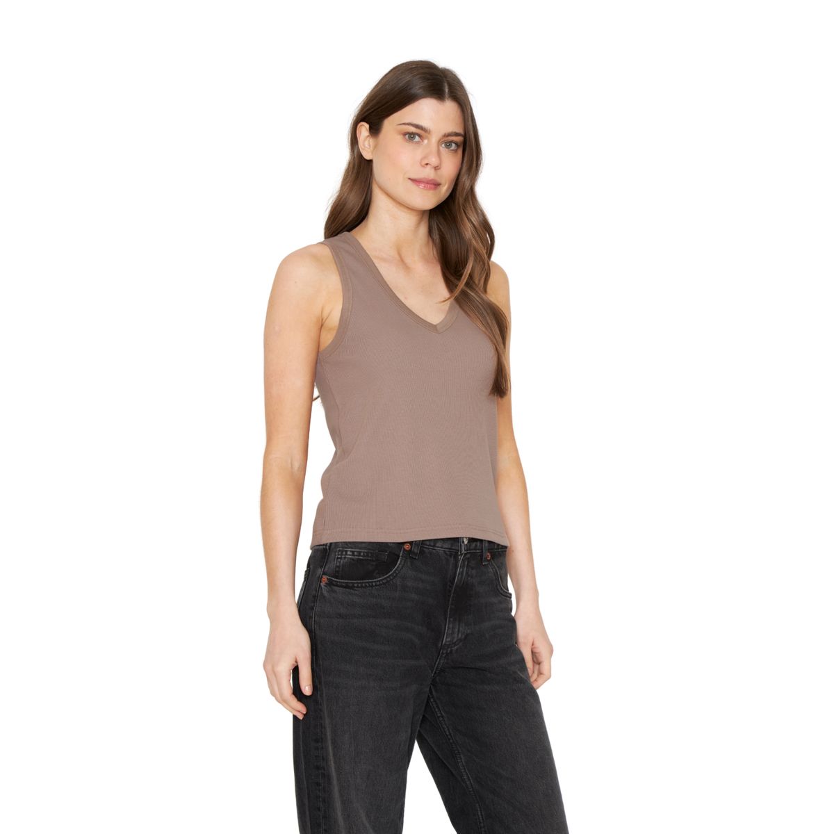 JACINTA TIENDA - Polera Mae Cuello en V café Jacinta Tienda