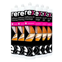 GENERICO - Pack 6 Adhesivo De Montaje Rex Cartucho 300ml Blanco