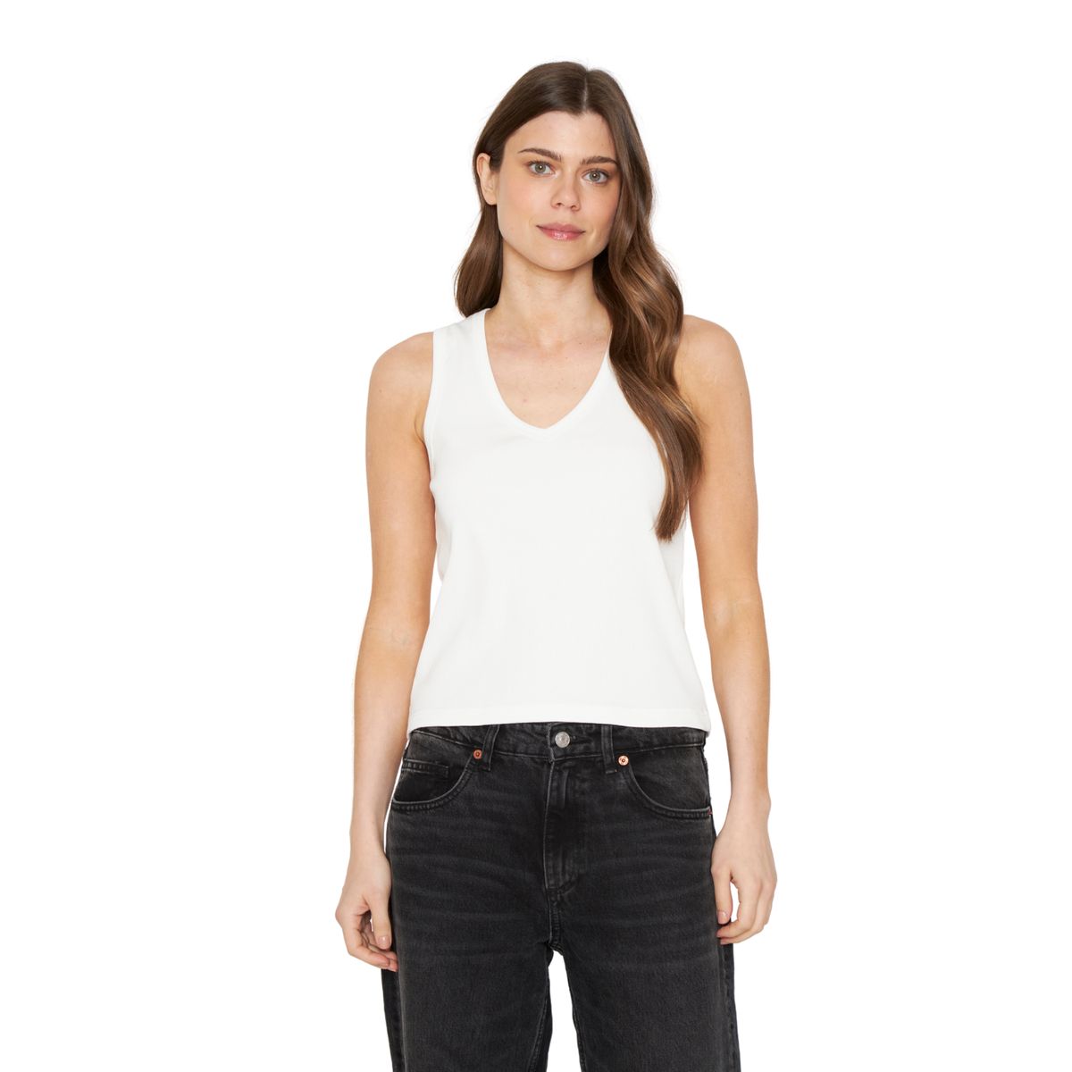 JACINTA TIENDA - Polera Mae Cuello en V blanca Jacinta Tienda