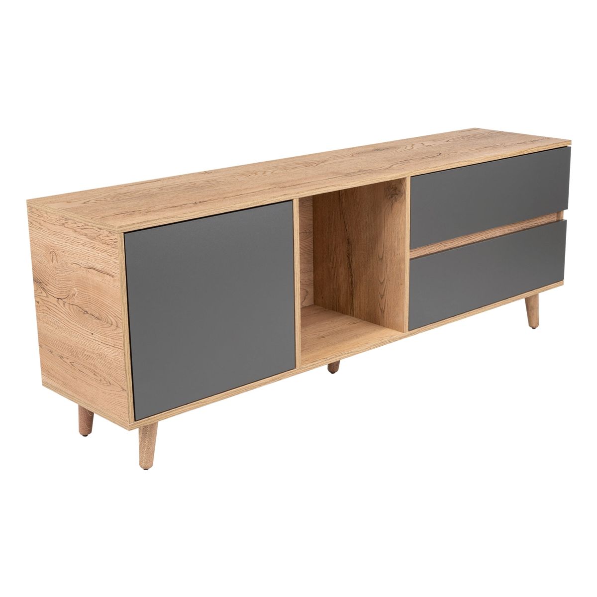 TUHOME - Rack De Tv 65 Salem Macadamia Y Plomo 58.4x158.4x38 Cm