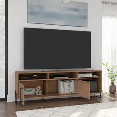 TUHOME - Rack De Tv 70 Karev 2 Puertas Miel 53.4x158.5x34.6 Cm