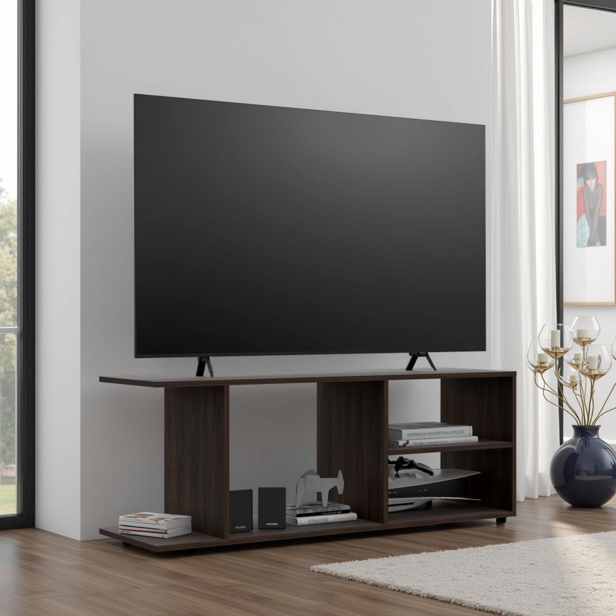 TUHOME - Rack De Tv Goodwood 50 Nogal Europeo 45.4x120.3x34.9 Cm