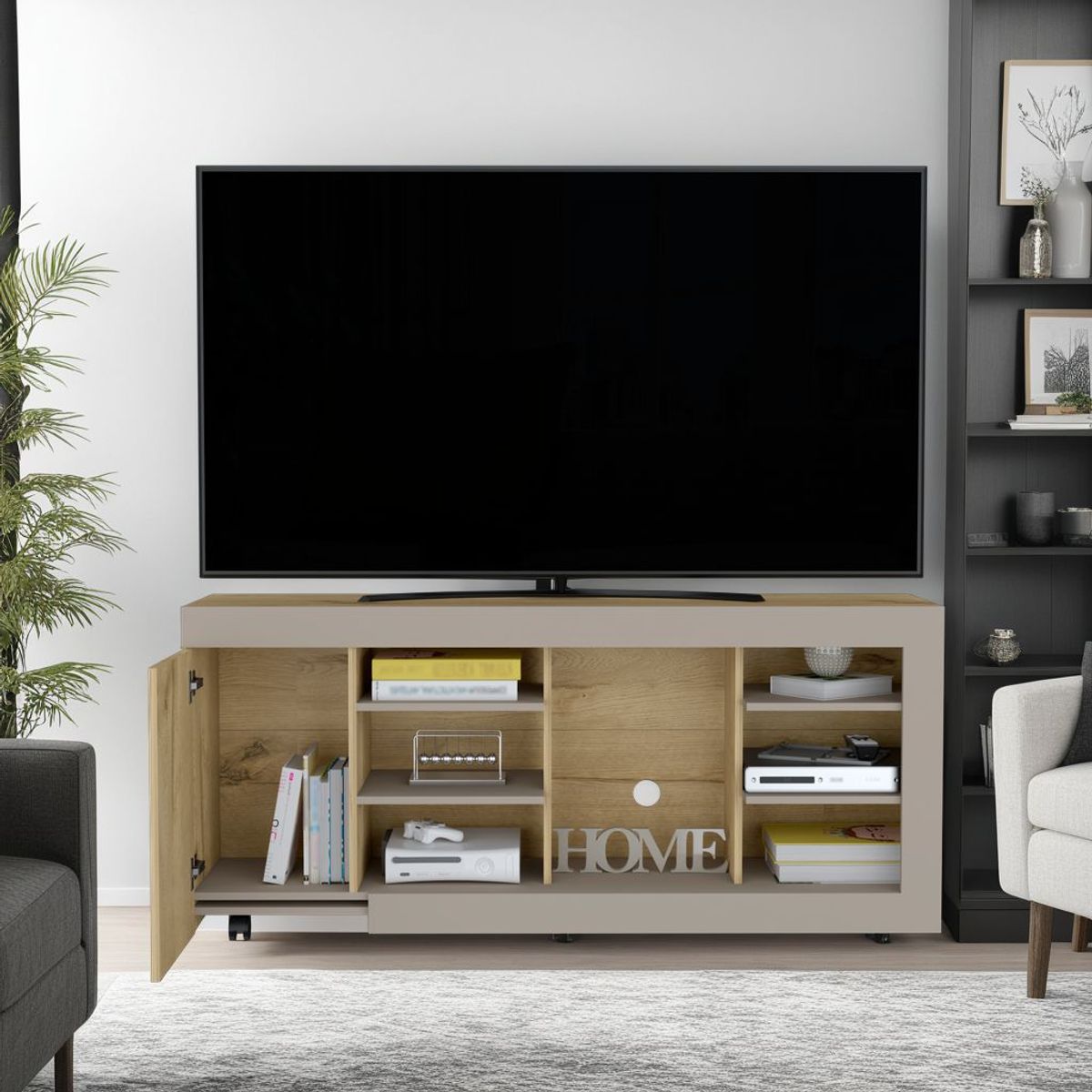 TUHOME - Rack De Tv Goodwood 50 Nogal Europeo 45.4x120.3x34.9 Cm