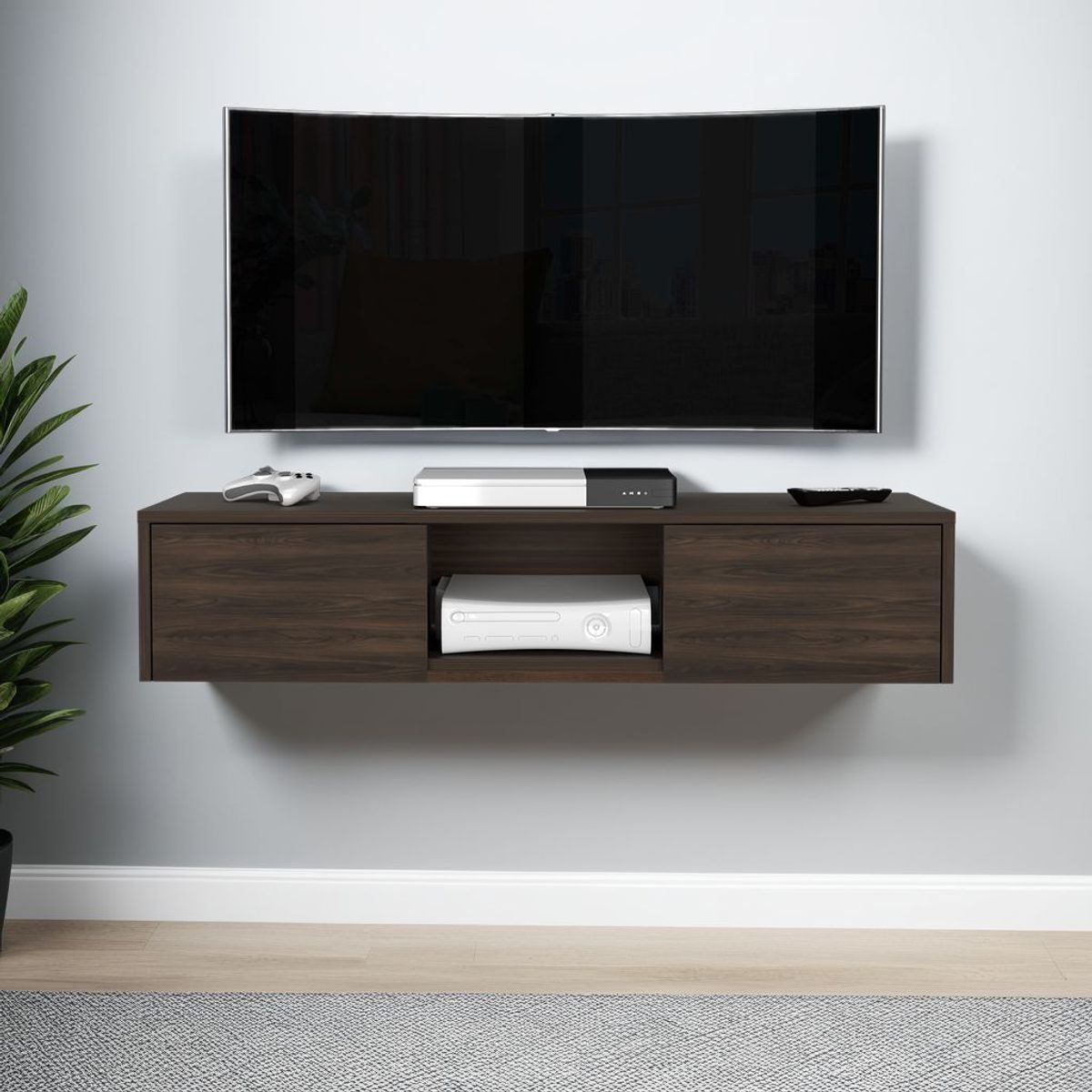 TUHOME - Repisa Para Tv 65 Glen Nogal Europeo 26.8x125.1x29.7 Cm