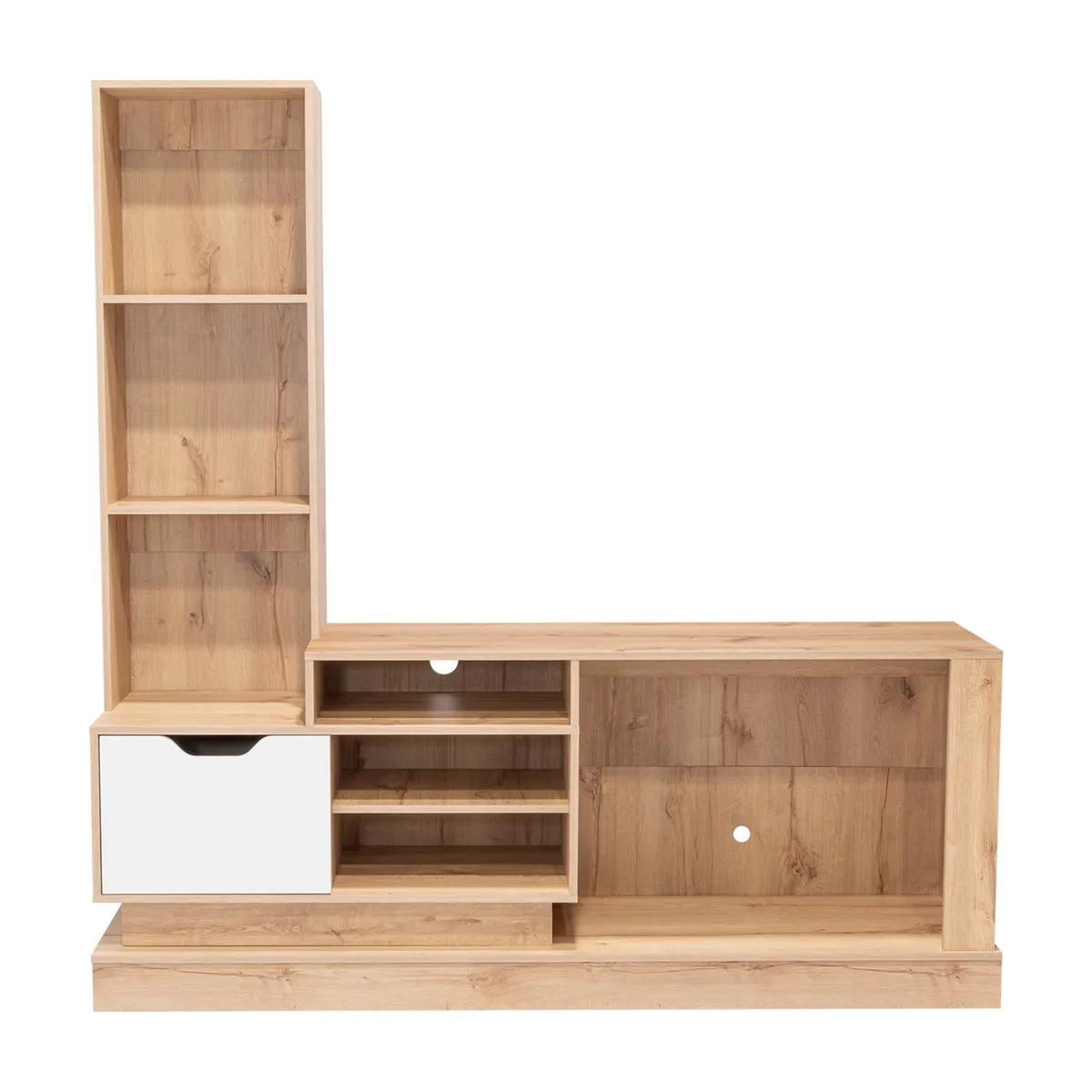 TUHOME - Estante Tv 55 Blake 1 Puerta Duna Y Blanco 181.4x177.7x43.1 Cm