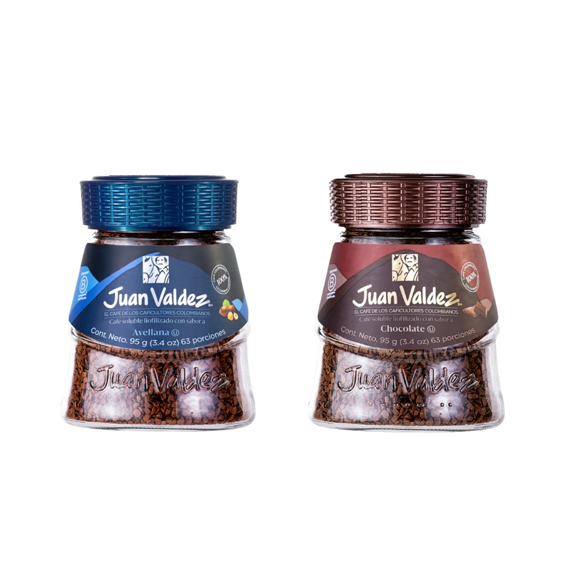 JUAN VALDEZ - Pack Café Soluble Liofilizado Chocolate y Avellana 95g