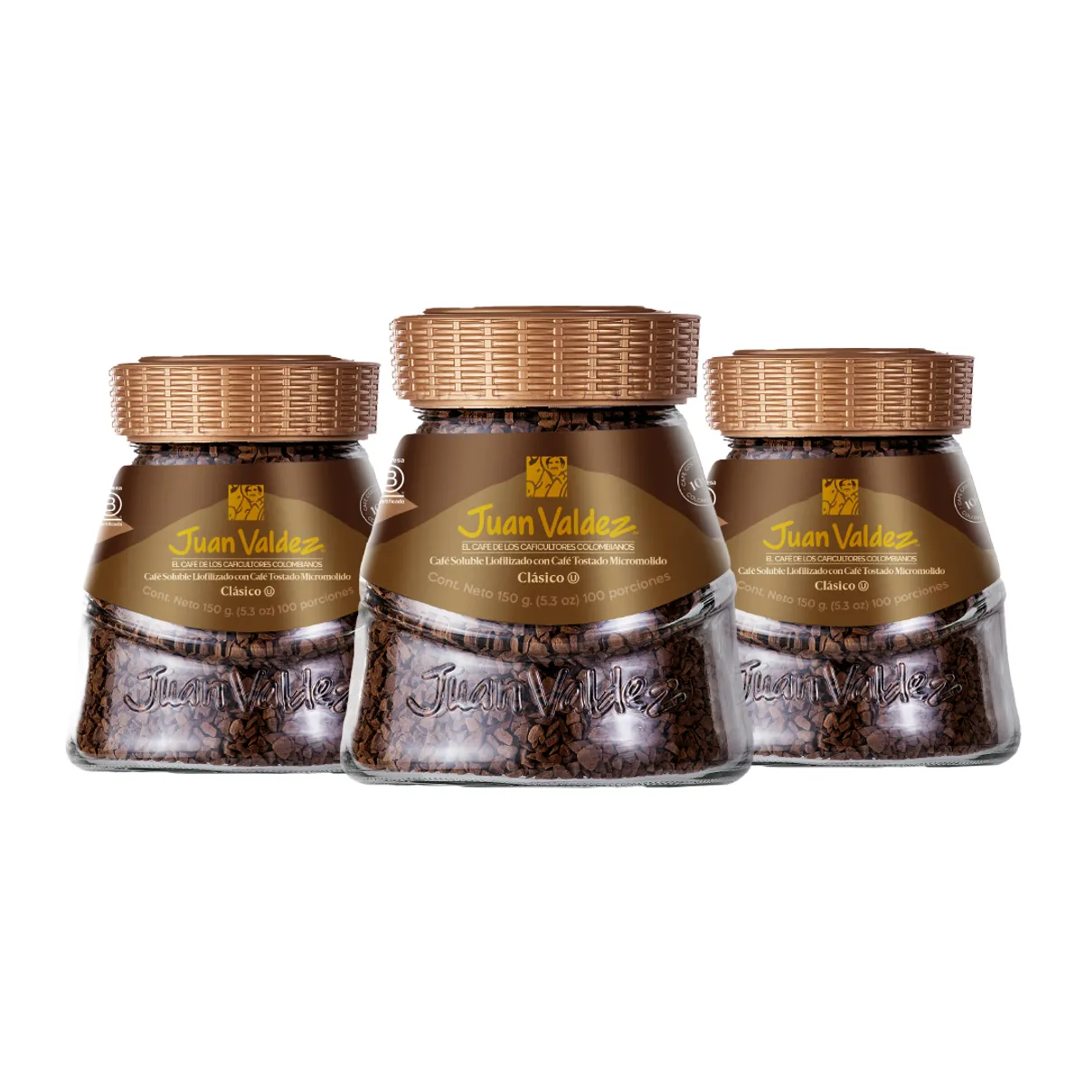 JUAN VALDEZ - Pack 3x Café Soluble Liofilizado 150 g