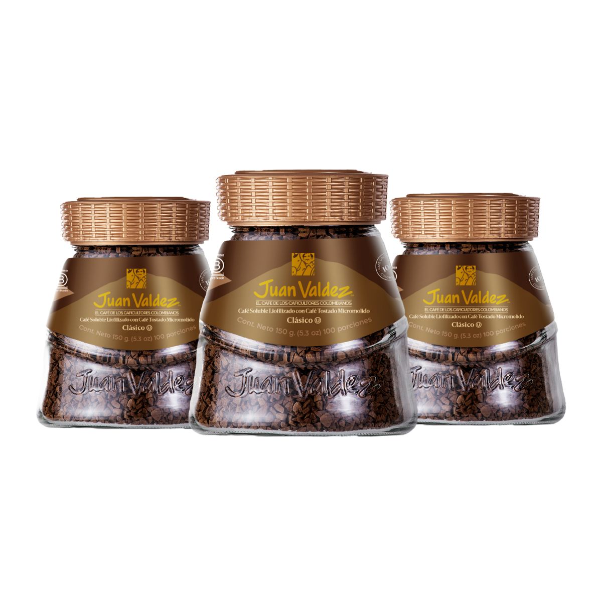 JUAN VALDEZ - Pack 3x Café Soluble Liofilizado 150 g