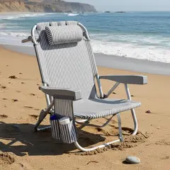 SUNSEEKER - Silla de Playa Baja Exterior Camping Plegable Gris