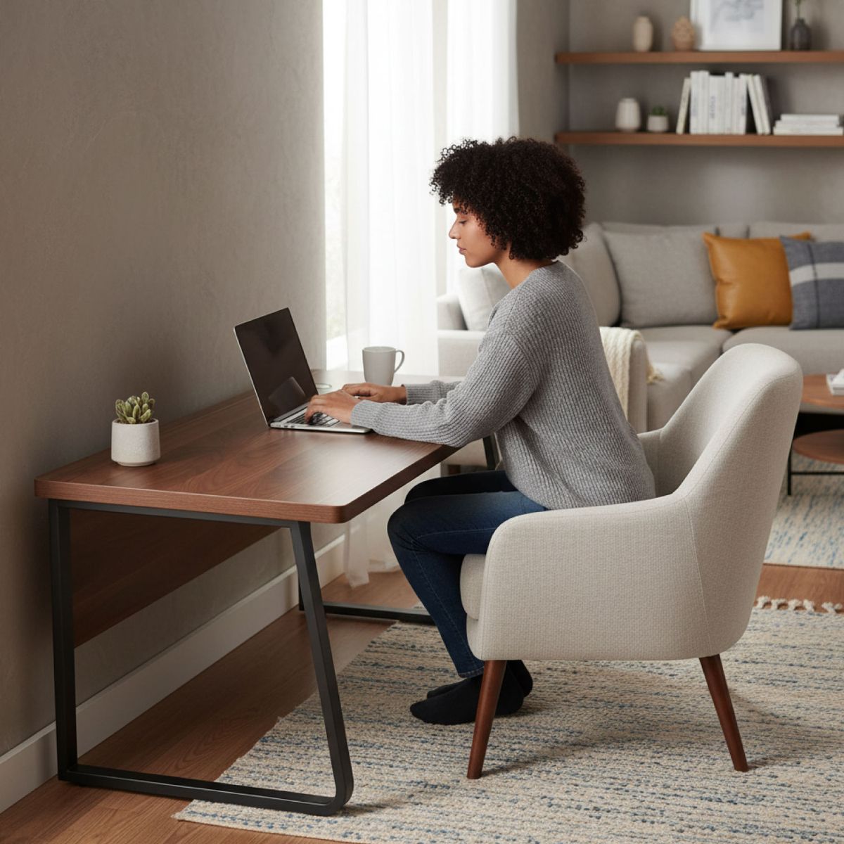 MUNDO ONLINE - Escritorio Oficina Round Leg Posh Antideslizante Brown 140cm