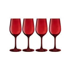 ALLEGRA - Set 4 Copas Vino Rouge Full Color Rojo 315mL Vidrio