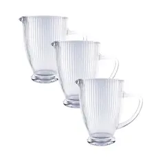 ALLEGRA - Set 3 Jarras Talladas 1350mL Lisa Bebida Vidrio