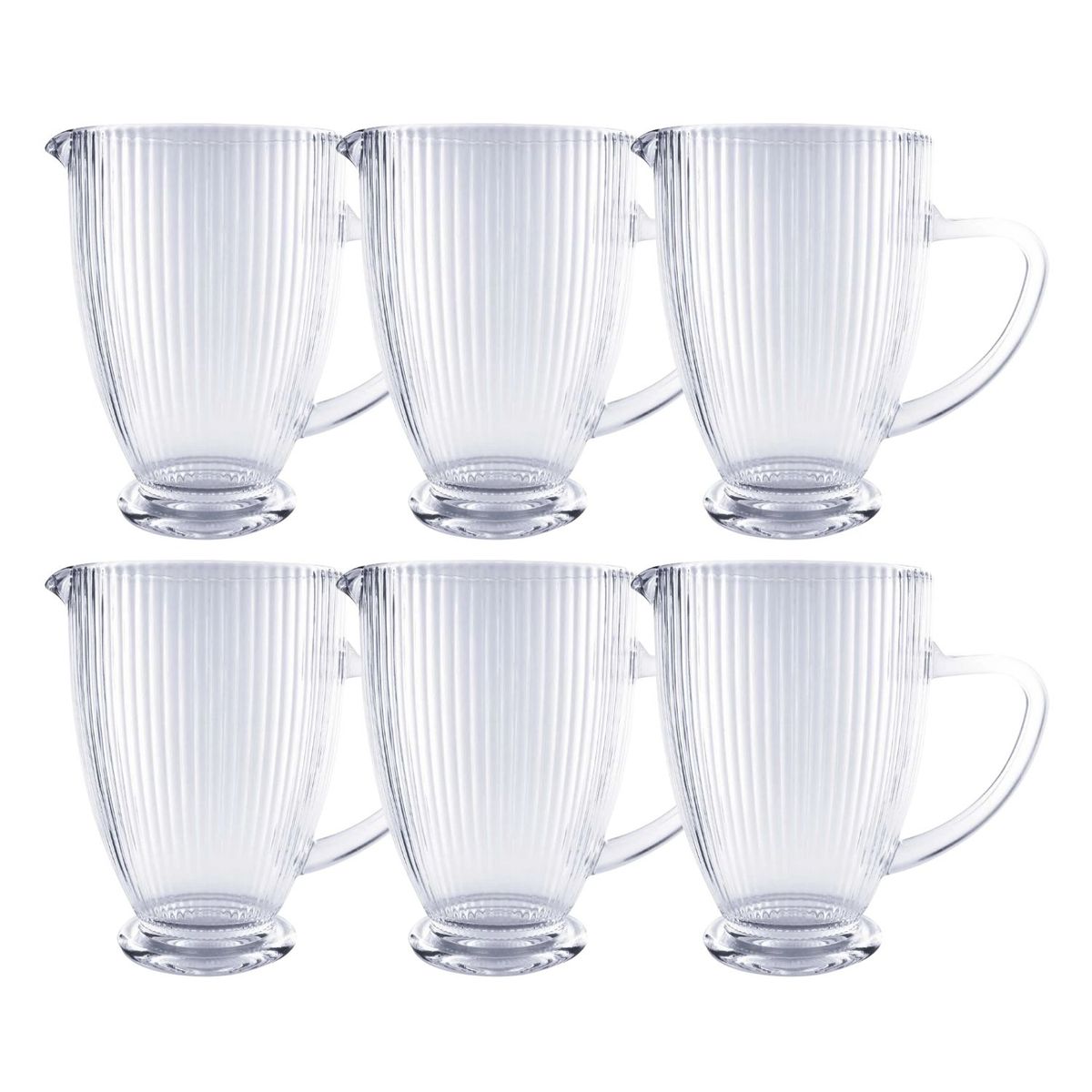 ALLEGRA - Set 6 Jarras Talladas 1350mL Lisa Bebida Allegra Vidrio