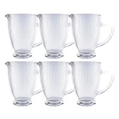 ALLEGRA - Set 6 Jarras Talladas 1350mL Lisa Bebida Vidrio