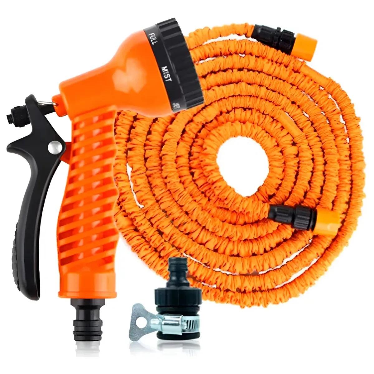DAEWOO - Manguera Mágica Retráctil DAEWOO 22.5 Mts. Expandible + Pistola de Riego Naranja