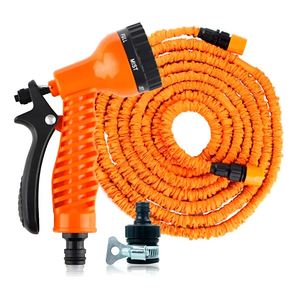 DAEWOO - Manguera Mágica Retráctil DAEWOO 22.5 Mts. Expandible + Pistola de Riego Naranja