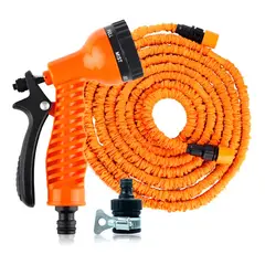 DAEWOO - Manguera Mágica Retráctil 22.5 Mts. Expandible + Pistola de Riego Naranja