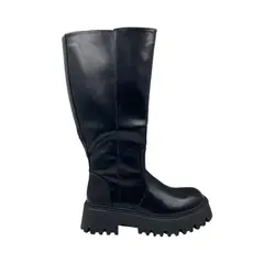 HERIEL - Bota Negra Plataforma Mujer