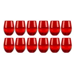 ALLEGRA - Set 12 Vasos Vidrio Bajos Full Color Rojo 480mL