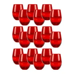 ALLEGRA - Set 18 Vasos Vidrio Bajos Full Color Rojo 480mL