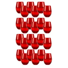 ALLEGRA - Set 24 Vasos Vidrio Bajos Full Color Rojo 480mL