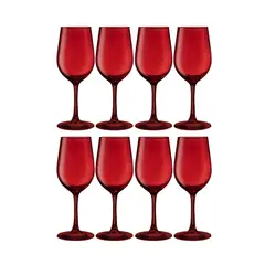 ALLEGRA - Set 8 Copas Vino Rouge Full Color Rojo 315mL Vidrio