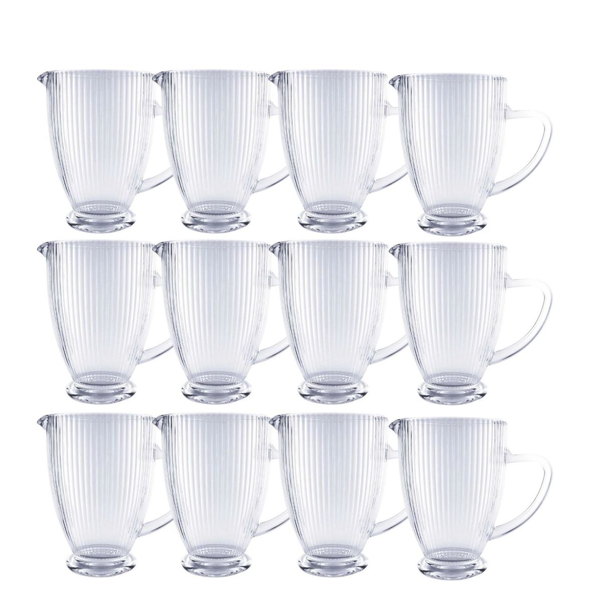 ALLEGRA - Set 12 Jarras Talladas 1350mL Lisa Bebida Allegra Vidrio
