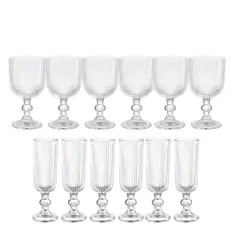 ALLEGRA - Set 12 Copas Talladas Lisa Vidrio Transparente