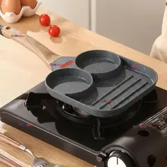 LINE - Sartén de Aluminio Antiadherente 3 en 1 Para Huevos Panqueques Hamburguesas