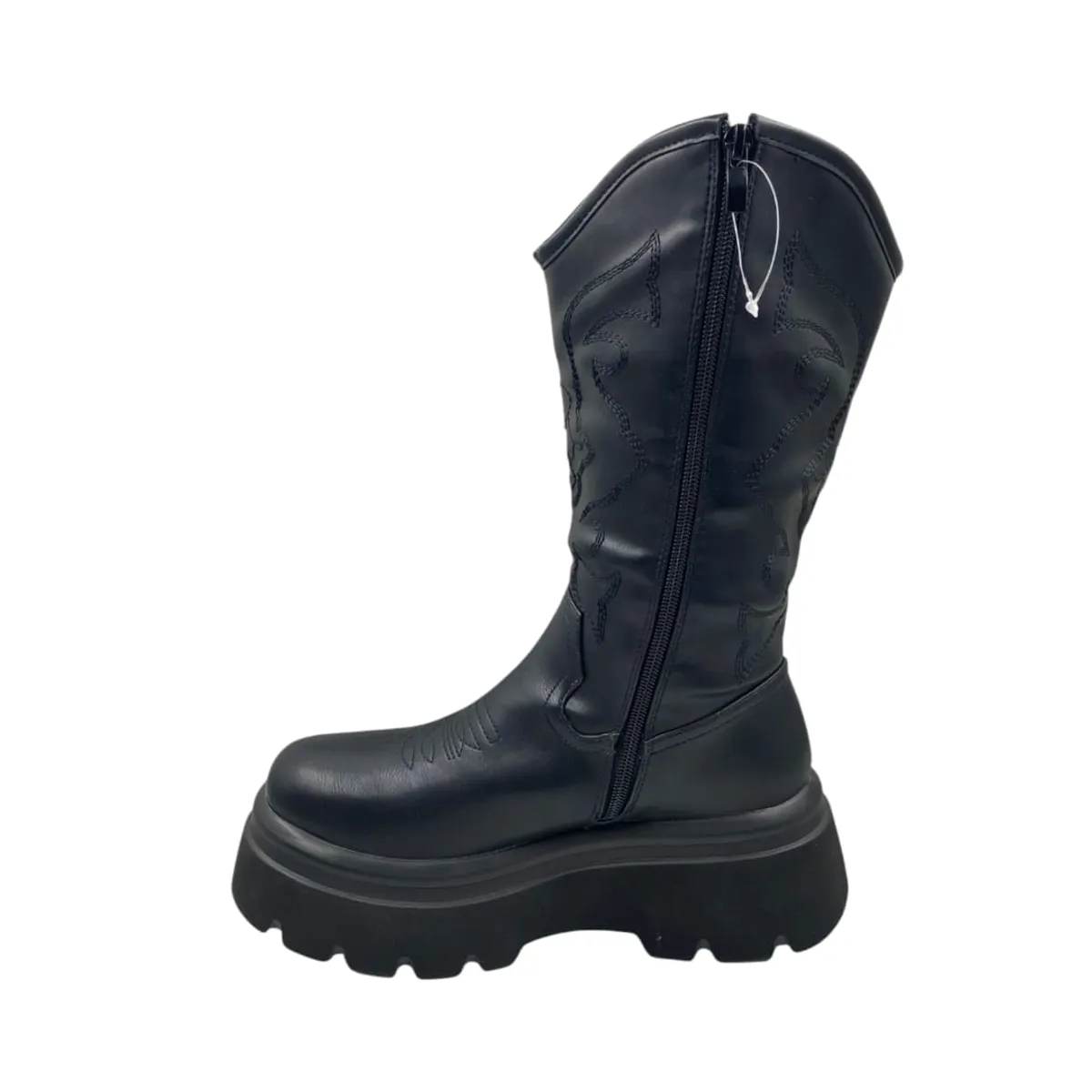 HERIEL - Bota Negra Plataforma Mujer