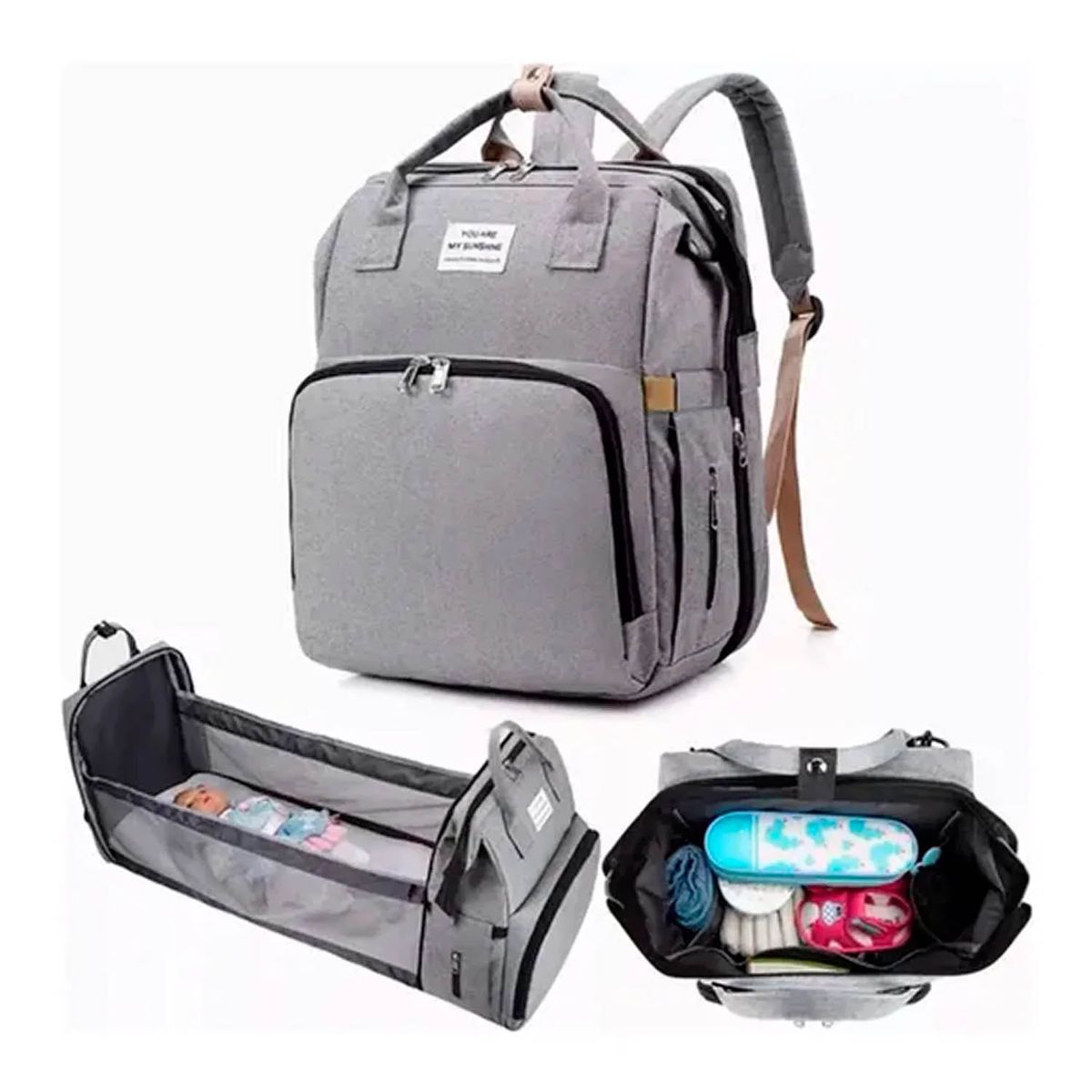 GENERICO - Mochila de Pañales Multifuncional con Cuna Plegable Impermeable y Unisex