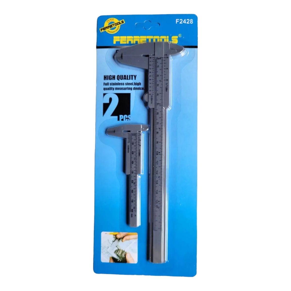 GENERICO - Set 2 Pie de Metro Calibrador de Plástico Ferretools