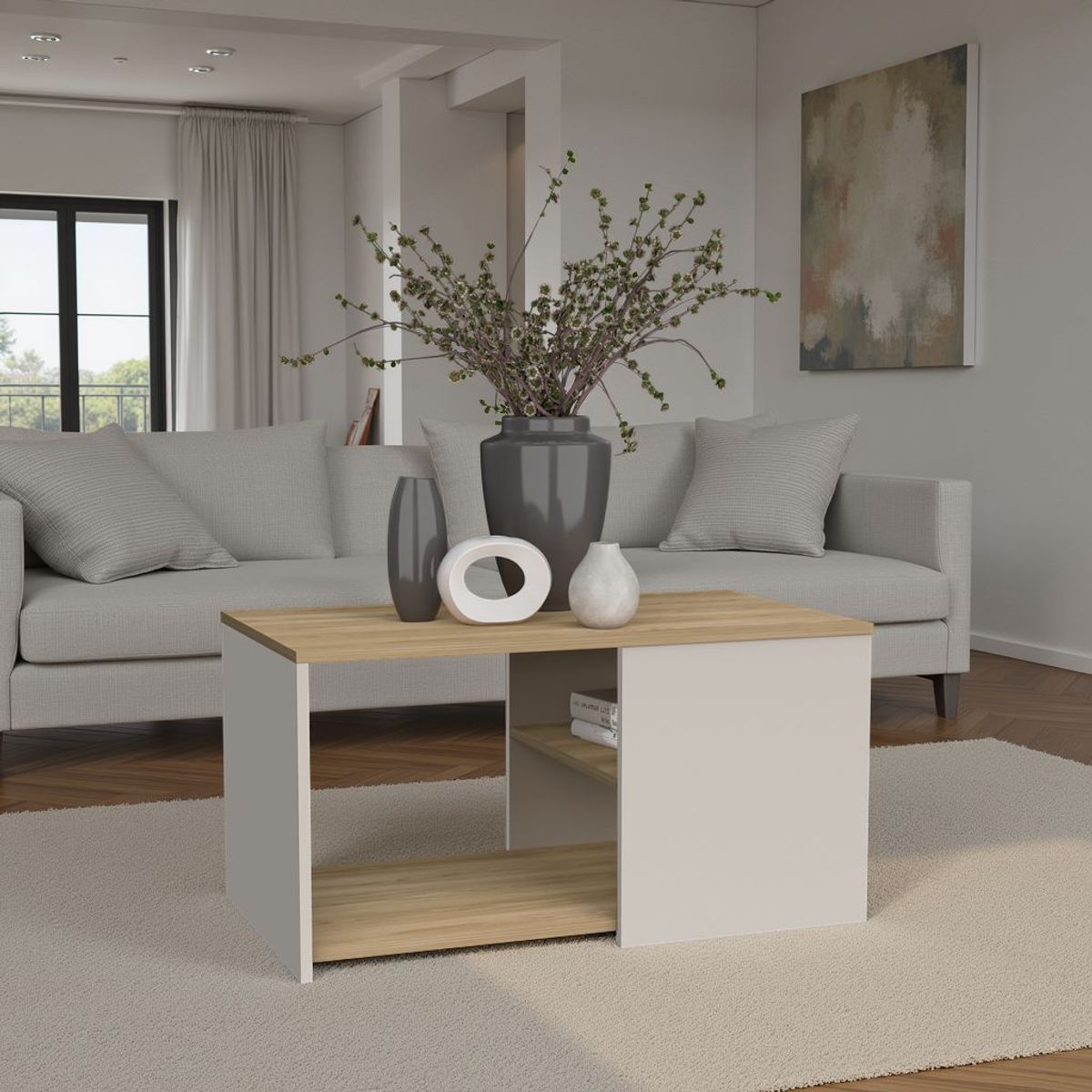 TUHOME - Mesa De Centro Adel Capri Y Fresno Europeo 421x801x451 Cm