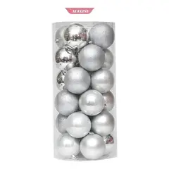 GENERICO - 36 Esferas Navideñas Bambalinas Esferas Navidad Decorar 6 Cm Color Plateado