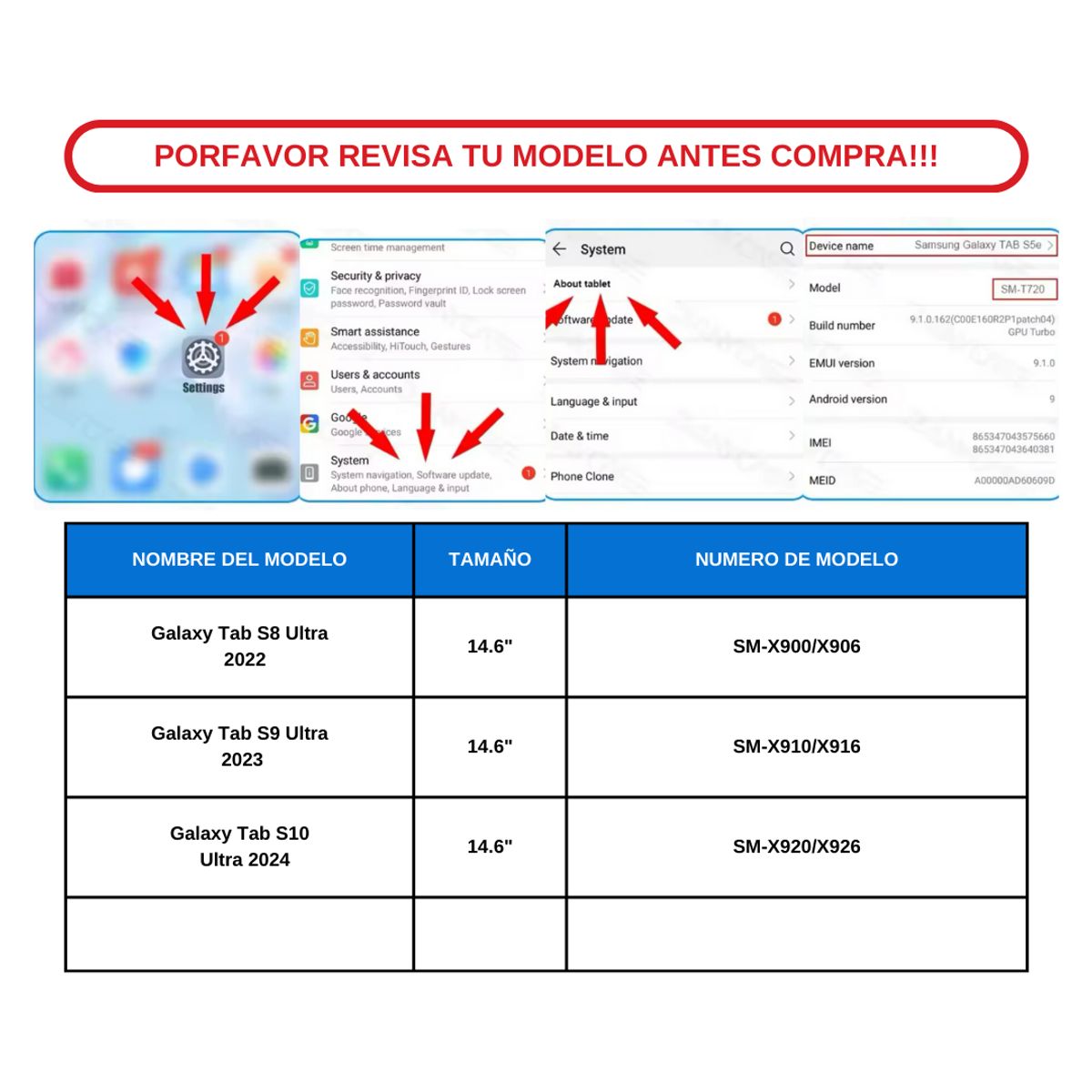 TECNOPALACE - Fundas Con Teclado B Para Tablet Samsung S10Ultra-S9Ultra-S8Ultra Incluye letra Ñ