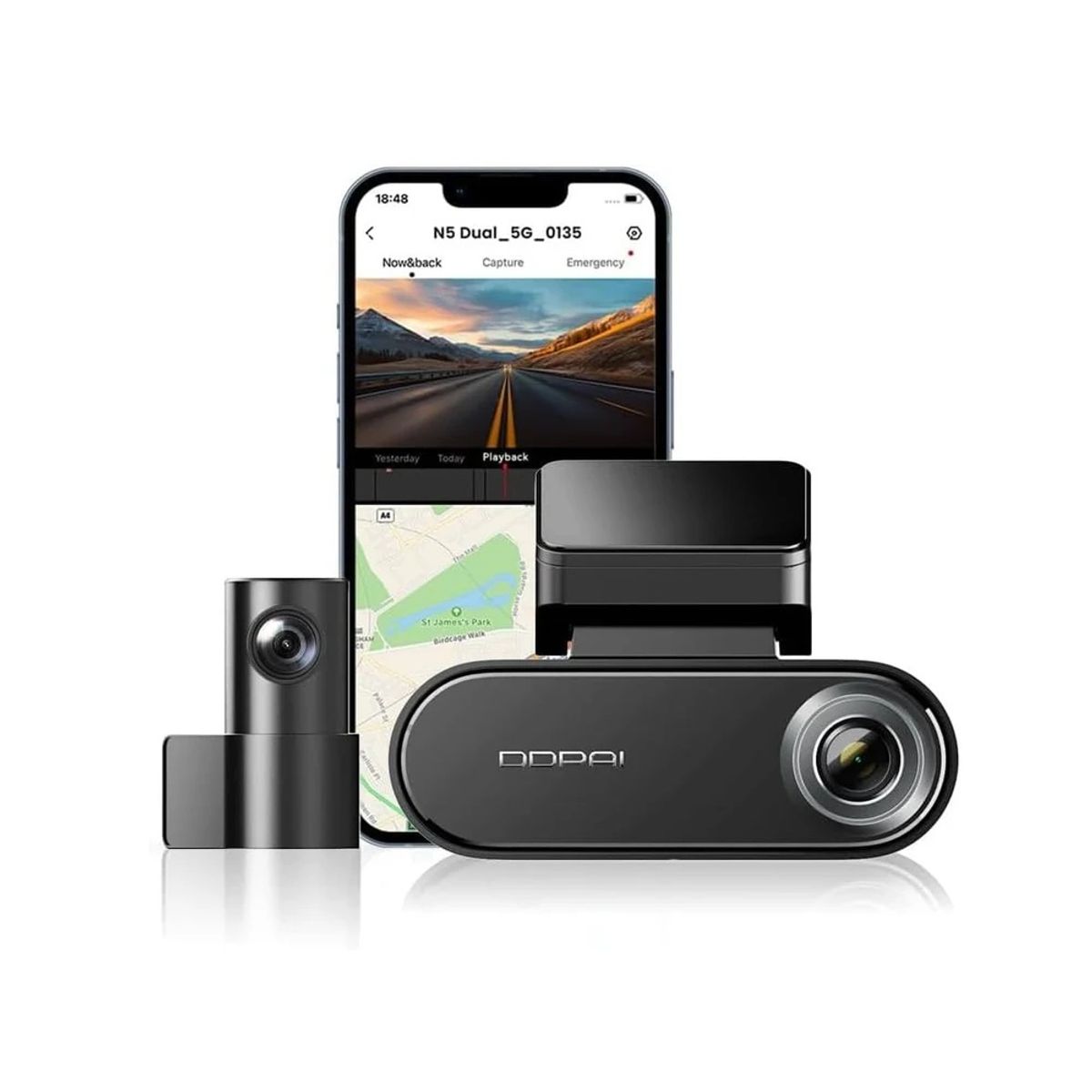 DDPAI - Set Cámara De Vehículo 4K Frontal 1080p Trasera GPS ADAS DDPAI N5 Dual + Kit AHC12