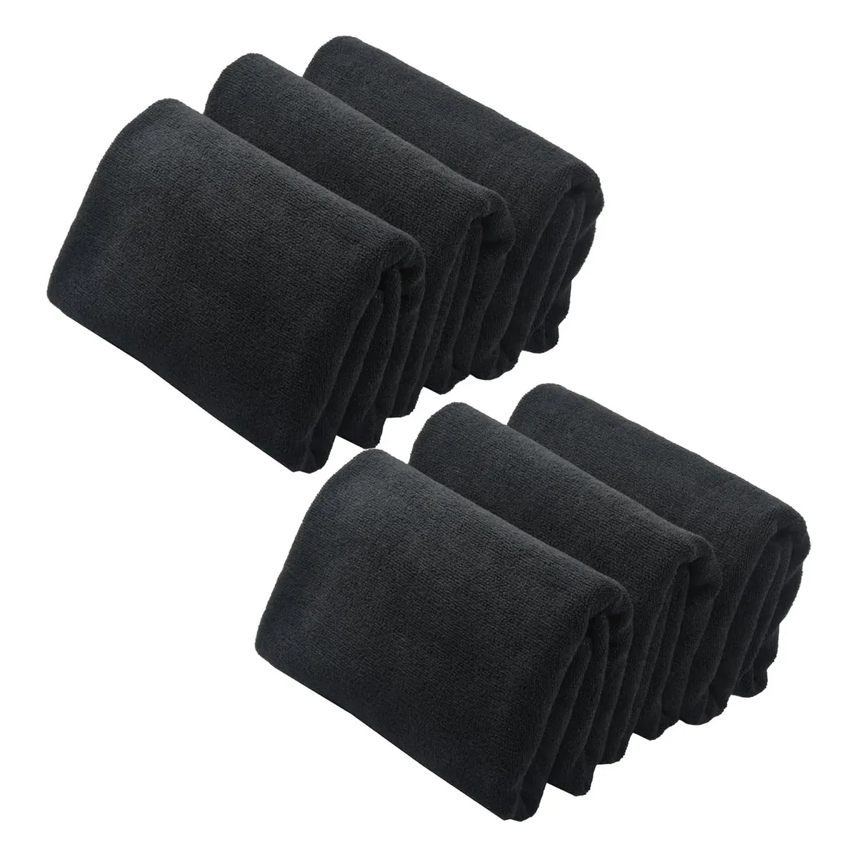 GENERICO - PACK 6 TOALLAS NEGRA PELUQUERIA HOTEL BARBERIA SPA GYM 35*75 CM