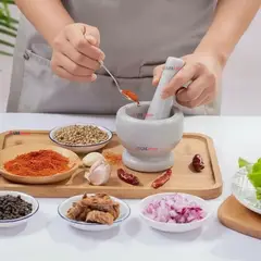 UTILISIMO - Mortero De Piedra Mármol Natural Pulido Para Moler Especies Cocina