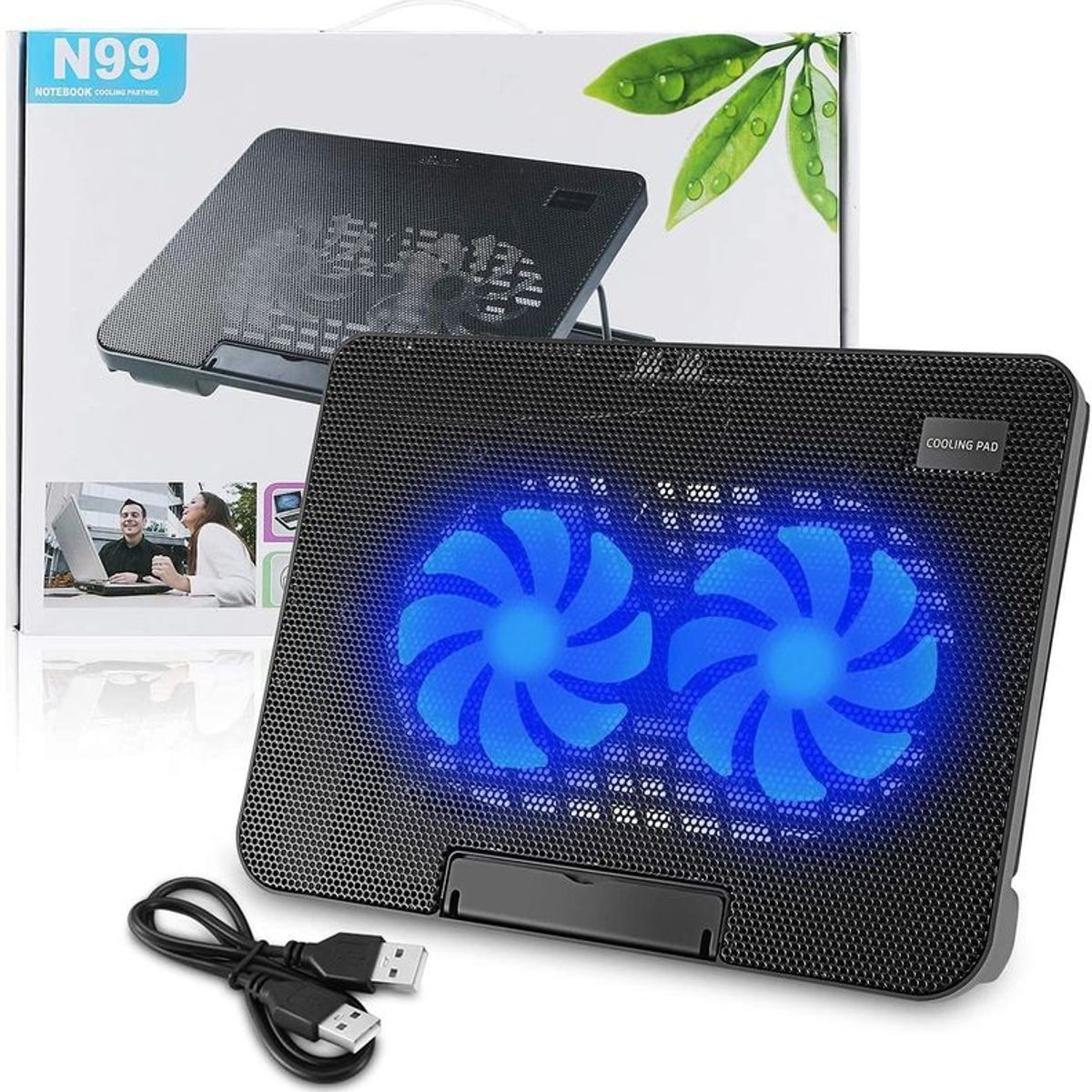 GENERICO - Base Ventilador Notebook Base Cooler Notebook Negro Mesa