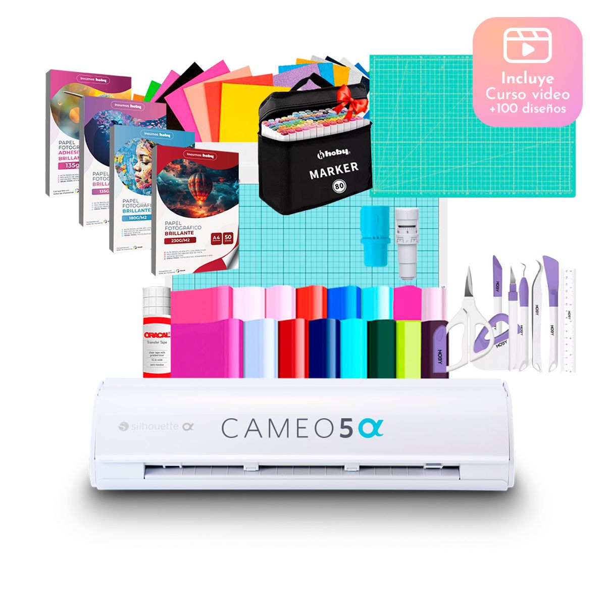 SILHOUETTE - Kit Plotter de corte Silhouette Cameo 5 Alpha full papelería premium