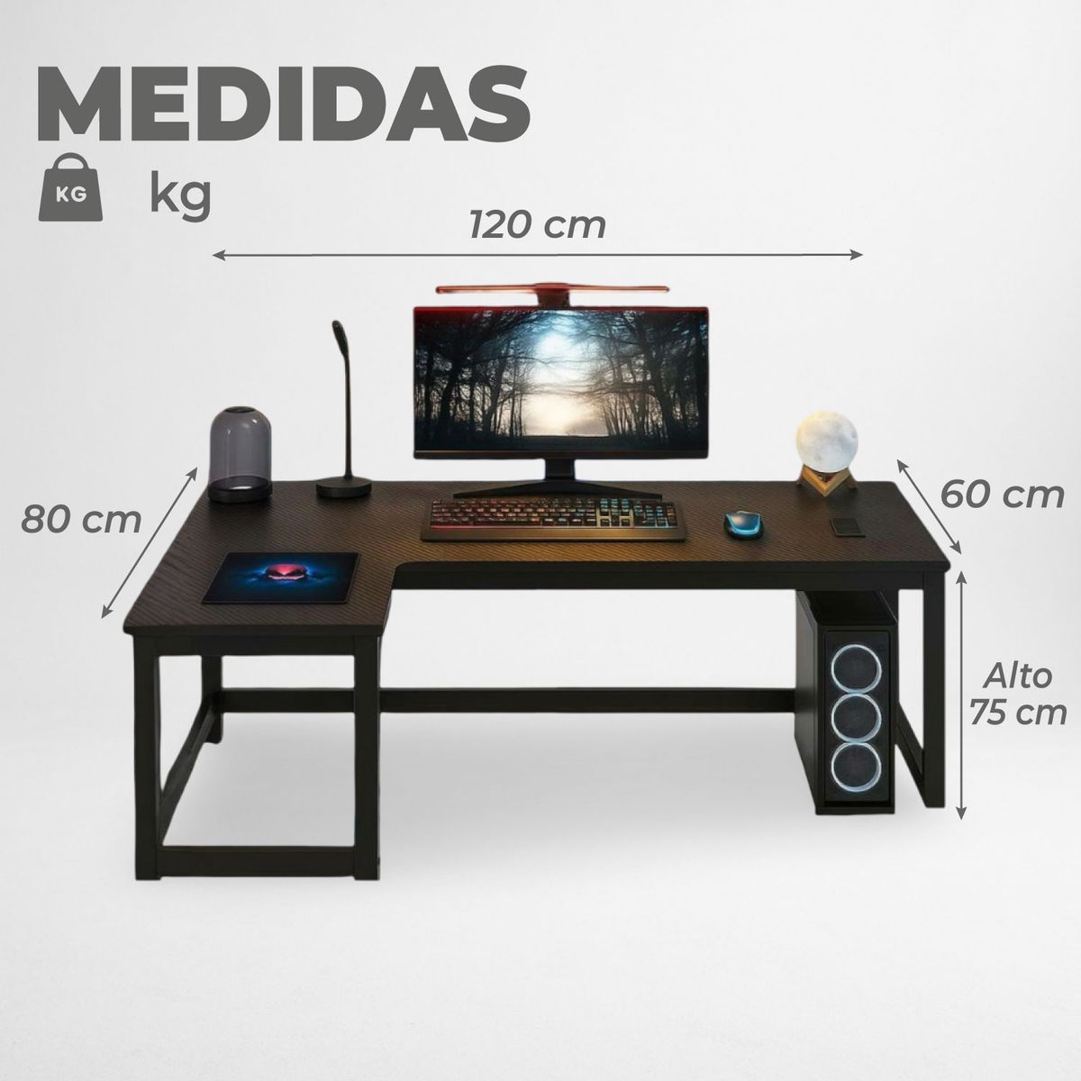 MUNDO ONLINE - Escritorio Oficina Blacky L Izquierdo 120x80 cm
